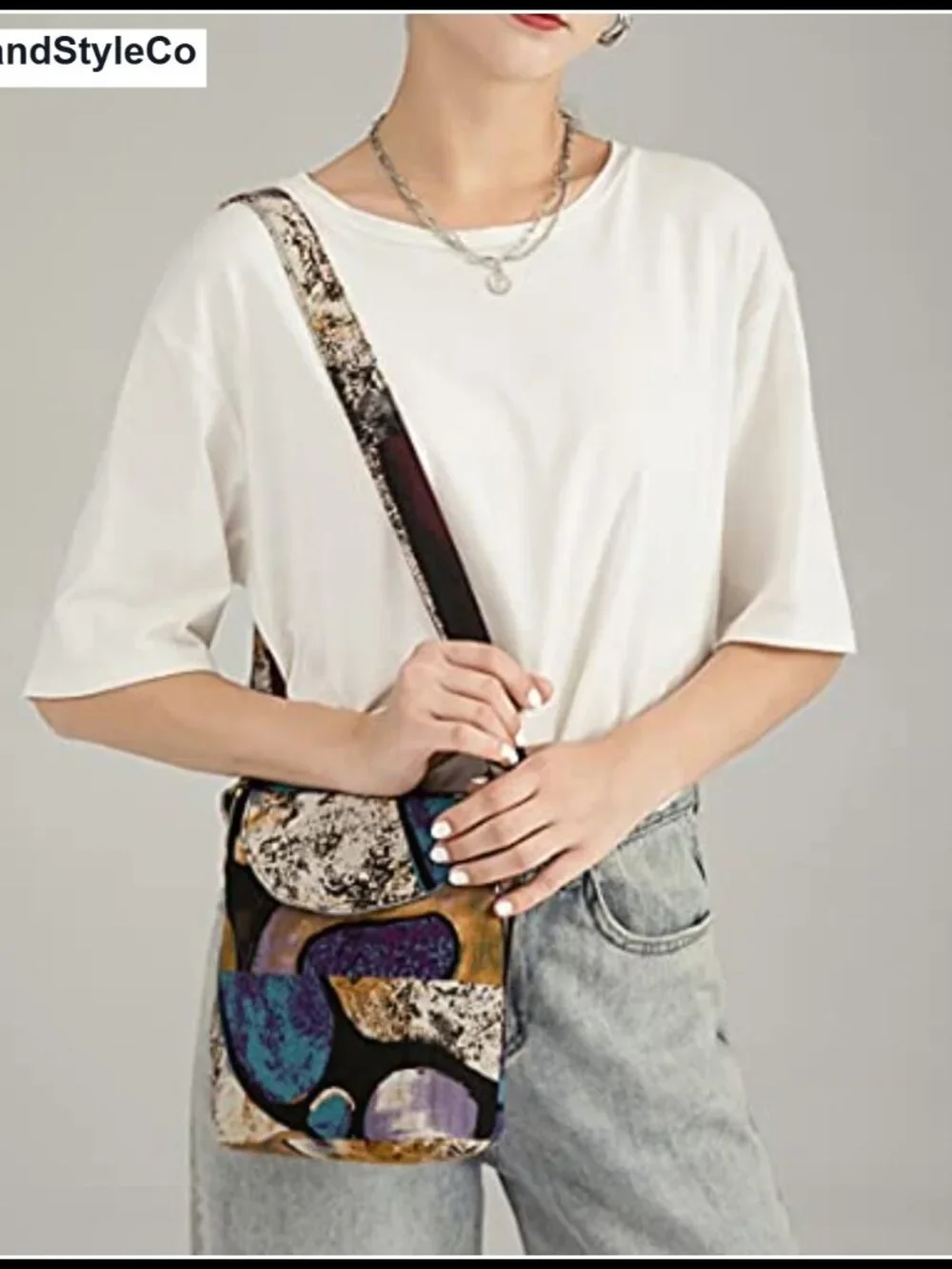 Canvas Boho Crossbody Bag with Adjustable Strap